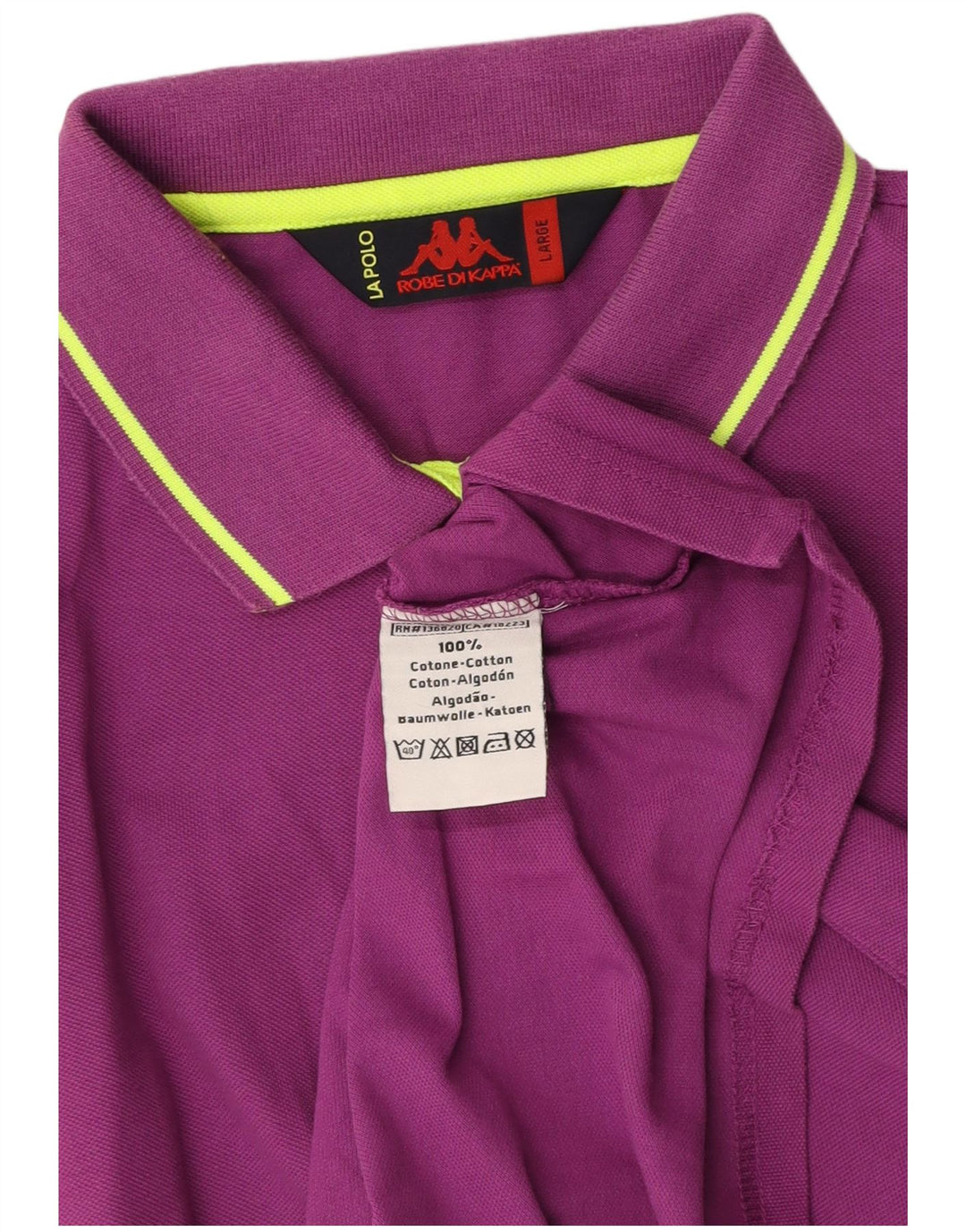 KAPPA Dame Polo Shirt UK 14 Stor Lilla Bomuld
