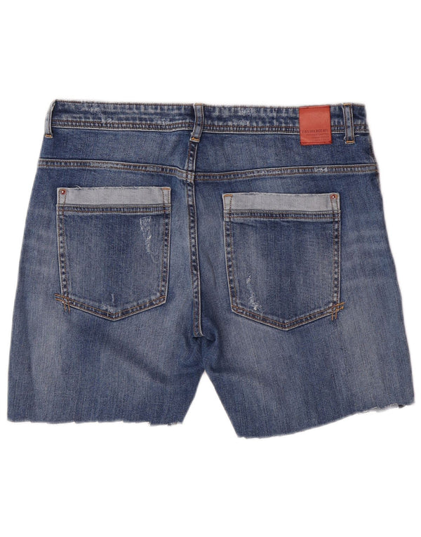 Zara Dame Denim Shorts EU 40 Medium W30 Blue Floral