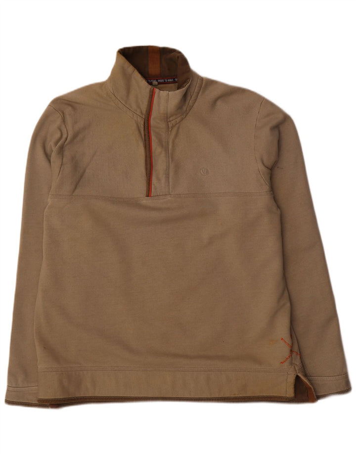 FET FACE Herre lynlås-hals sweatshirt jumper stor kaki bomuld