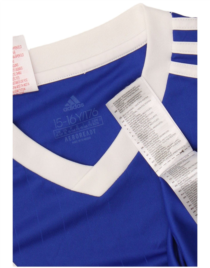 Adidas Boys Aeroready T-Shirt Top 15-16 År Blå Polyester