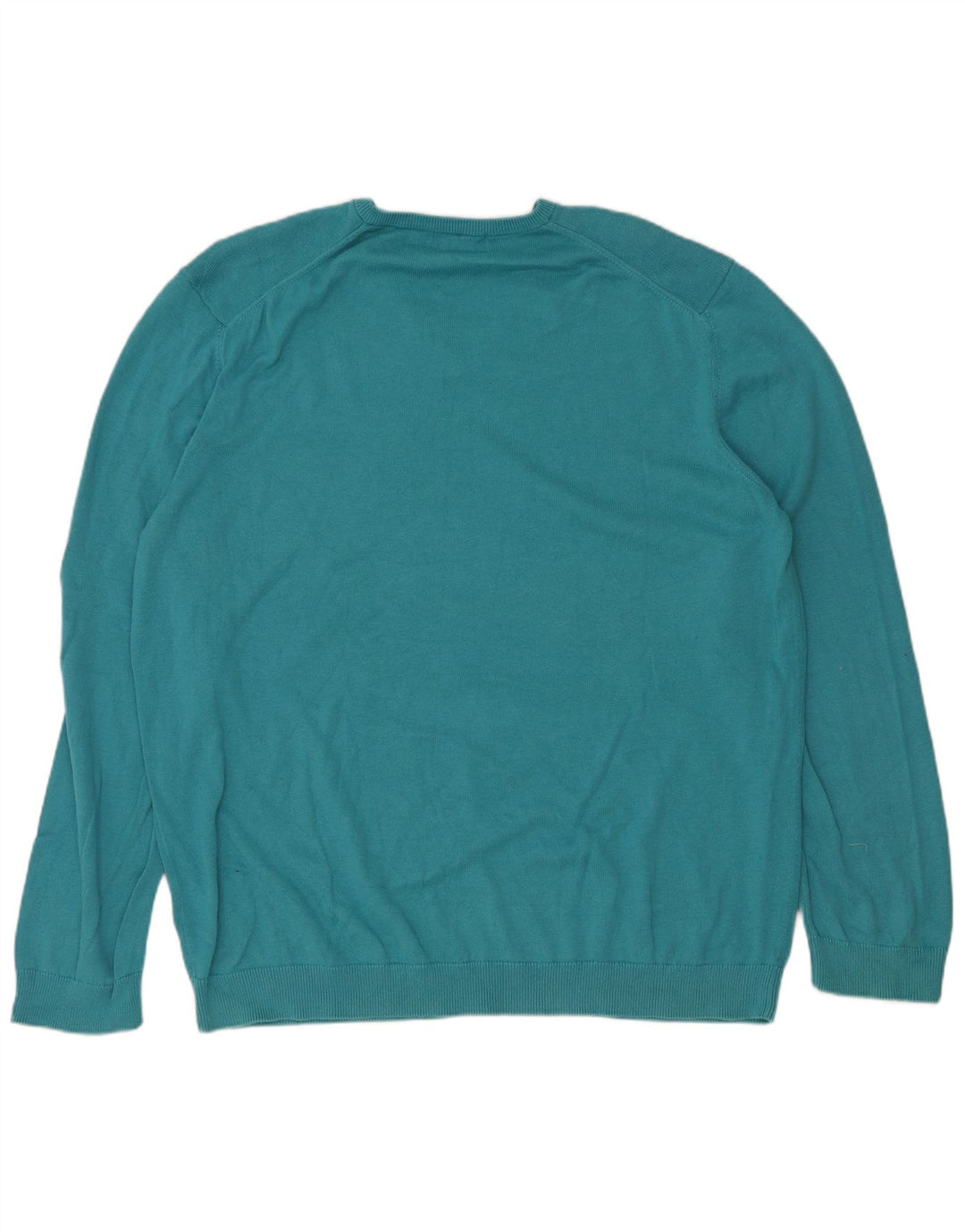 Marks & Spencer Herre V-hals sweater 2XL turkis bomuld