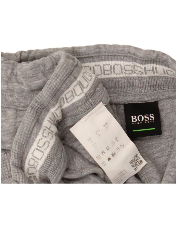 HUGO BOSS Træningsdragt bukser til mænd Joggers Large Grå Flecked Bomuld