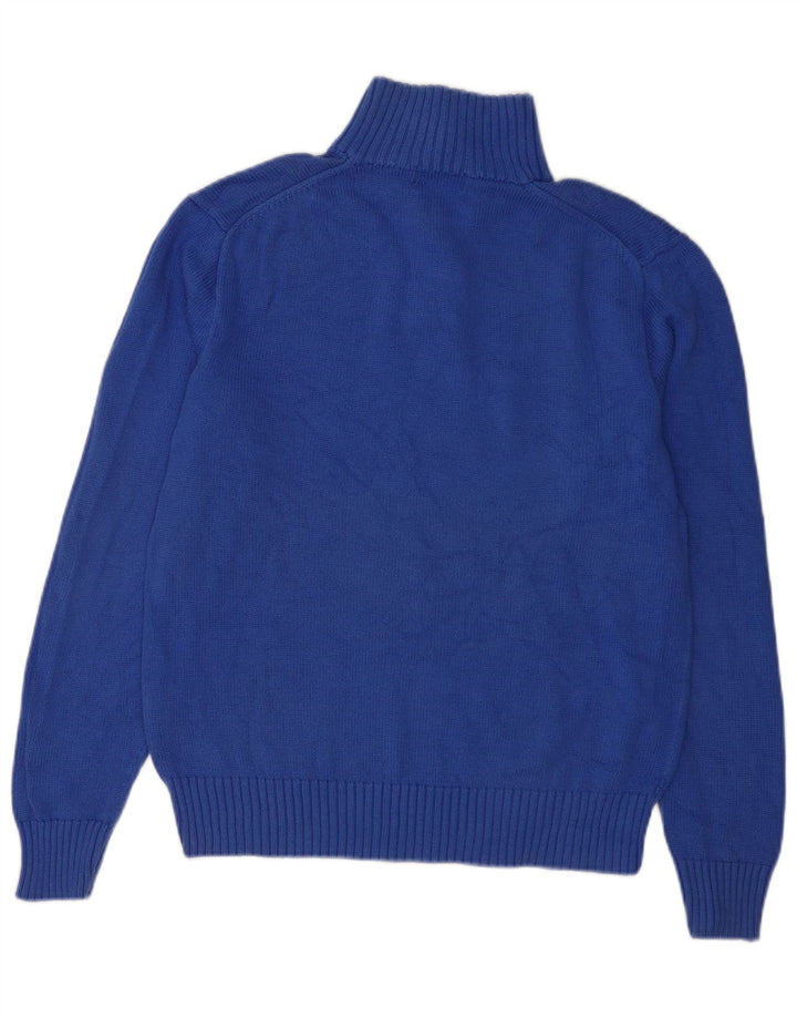 POLO RALPH LAUREN Herre Button Neck Jumper Sweater Medium Blue Bomuld