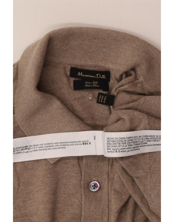 Massimo Dutti Herre Polo Neck Jumper Sweater Medium Beige Bomuld