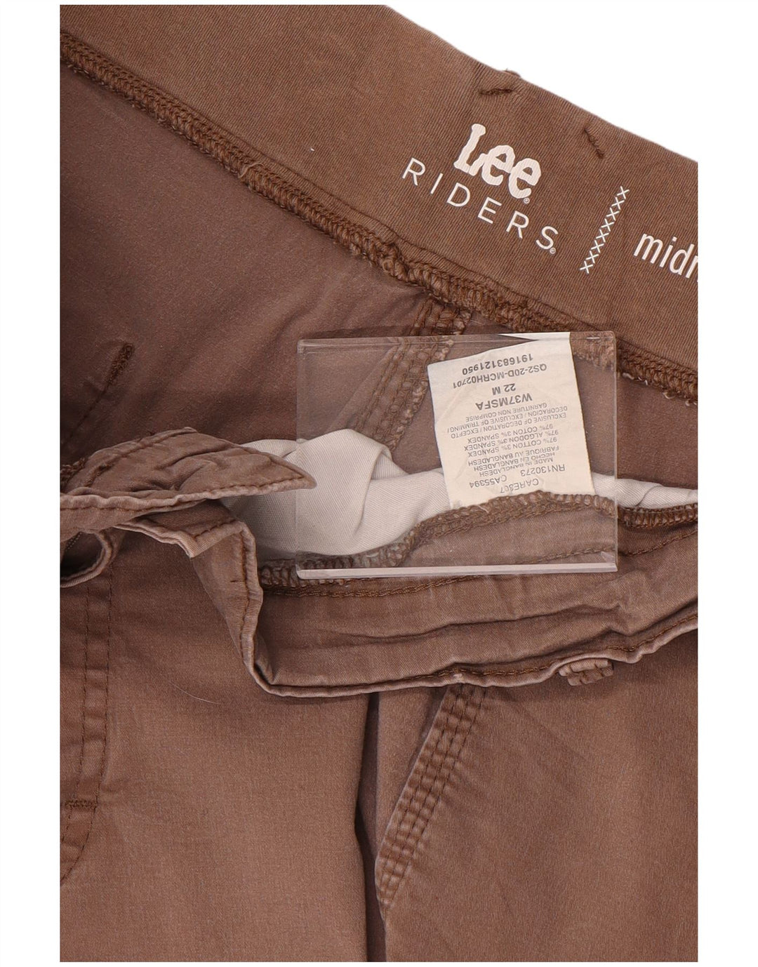 LEE Womens Riders Mid Rise Chino Shorts US 22 3XL W44 Brun Bomuld