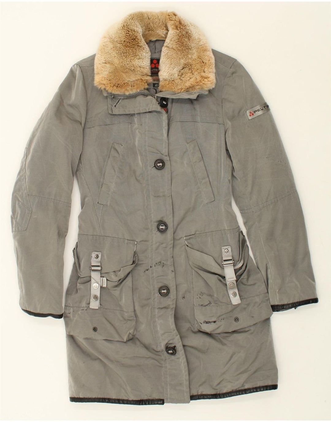 PEUTEREY Womens Padded Coat IT 40 Small Grey | Vintage PEUTEREY | Thrift | Second-Hand PEUTEREY | Used Clothing | Messina Hembry 