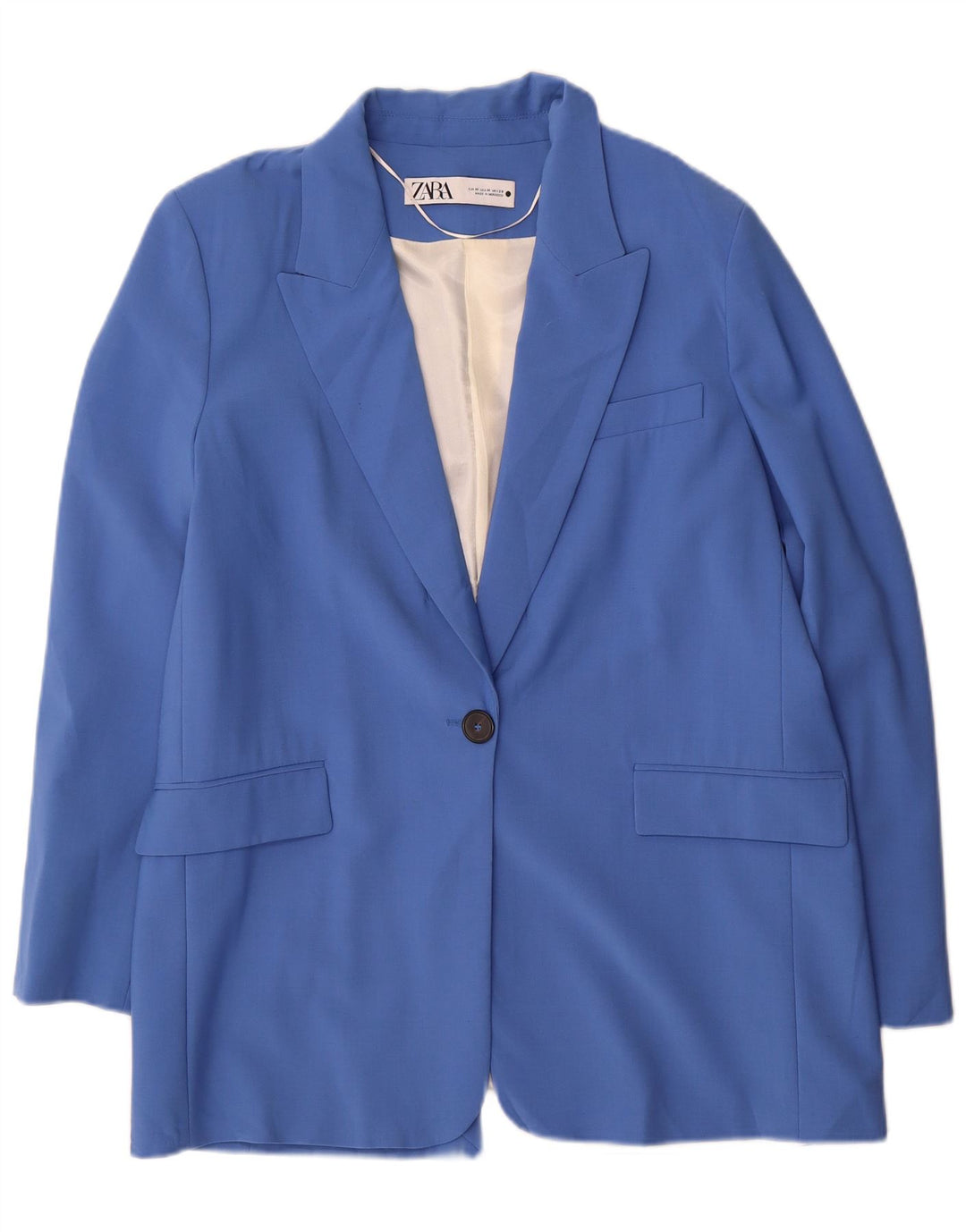 Zara Dame 1 Knap Blazer Jacket UK 14 Medium Blue Polyester