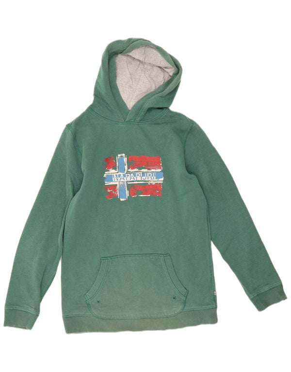Napapijri Boys Geographic Graphic Hoodie Jumper 13-14 år Grøn