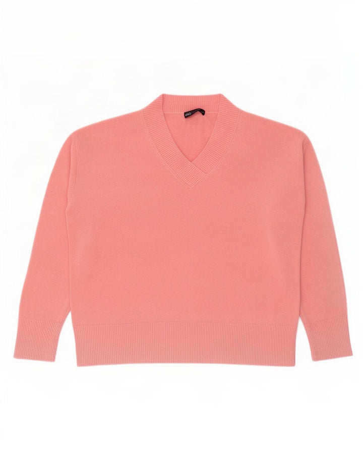 Marks & Spencer Dame Oversized V-hals sweater UK 16 Large Pink