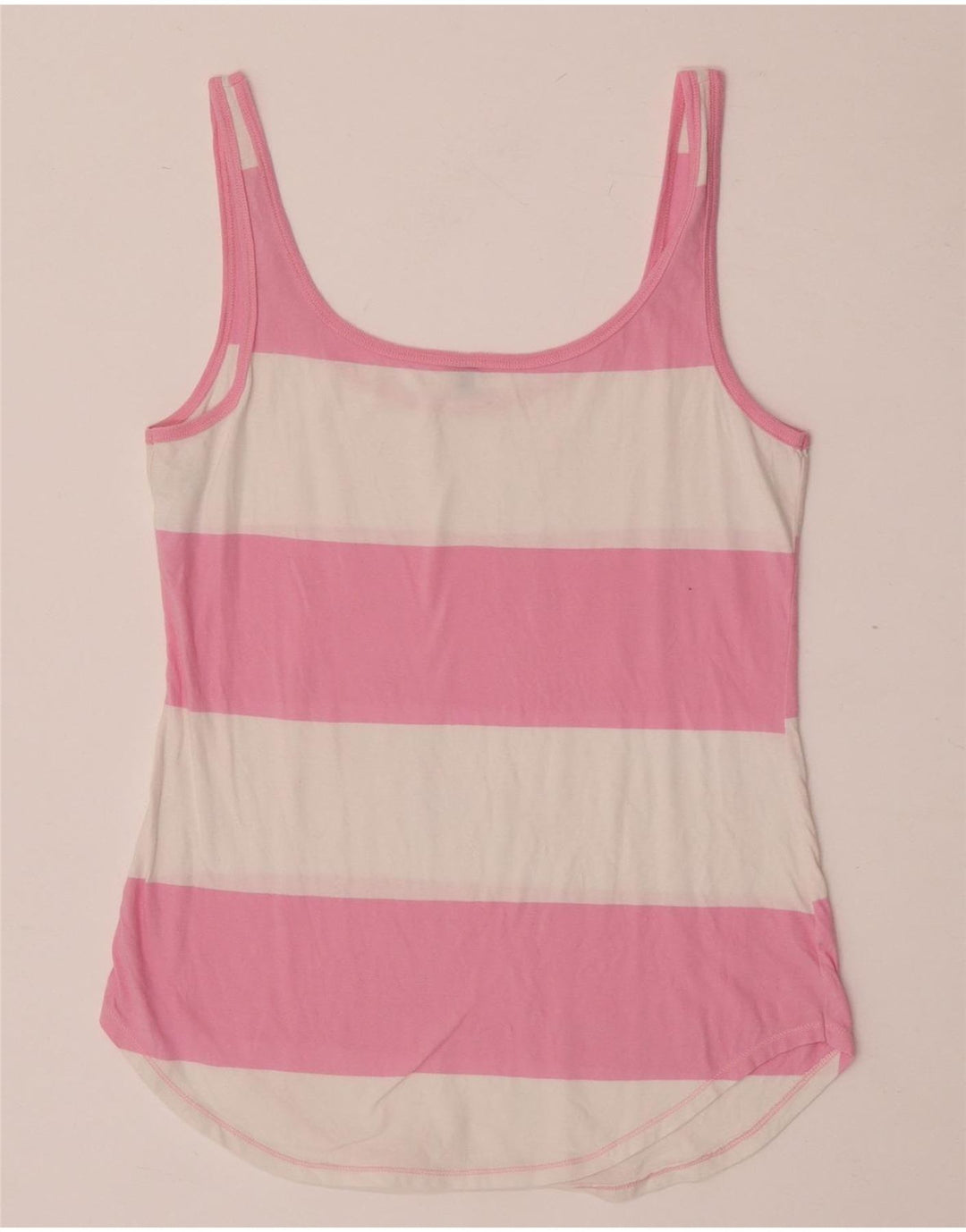 Benetton Damevest Top UK 12 Medium Pink Stribet Bomuld