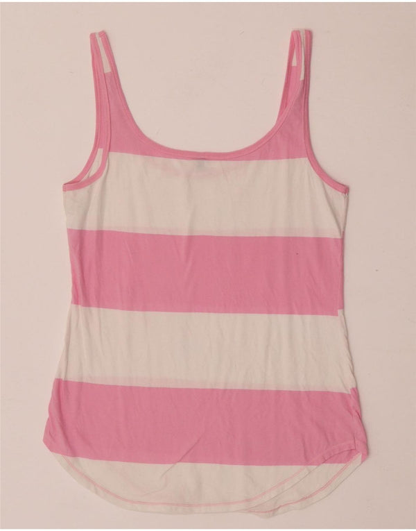 Benetton Damevest Top UK 12 Medium Pink Stribet Bomuld