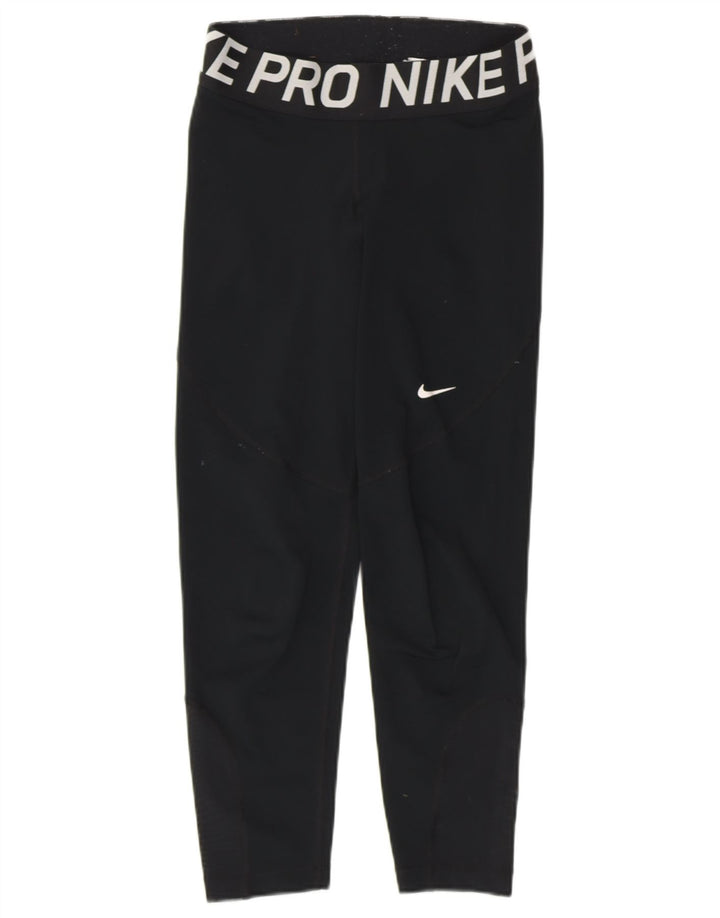 NIKE Womens Graphic Capri Leggings UK 10 Small  Black Polyester