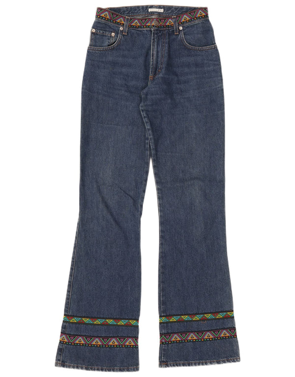 ESITO Dame Bootcut Jeans IT 44 Medium W30 L34 Blå Geometrisk Bomuld