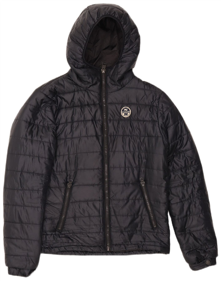 NORTH SAILS Herre hættepolstret jakke UK 38 Medium Navy Blue Nylon