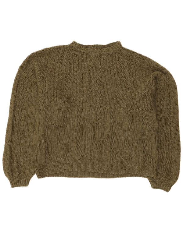 VINTAGE Dame Oversized Crew Neck sweater UK 18 XL Khaki