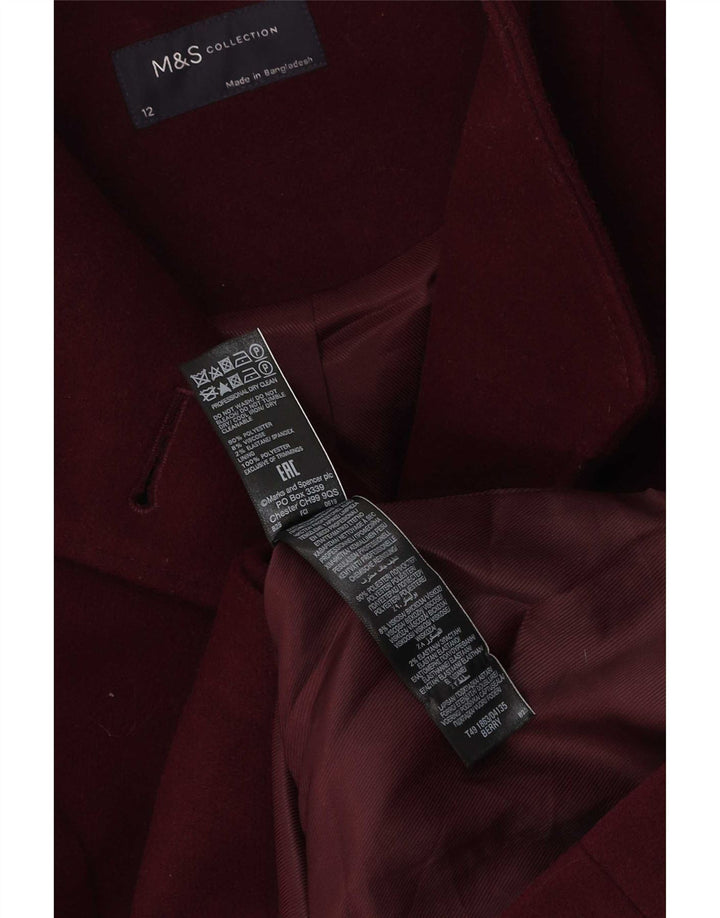 Marks & Spencer Dame Overfrakke UK 12 Medium Burgundy Polyester