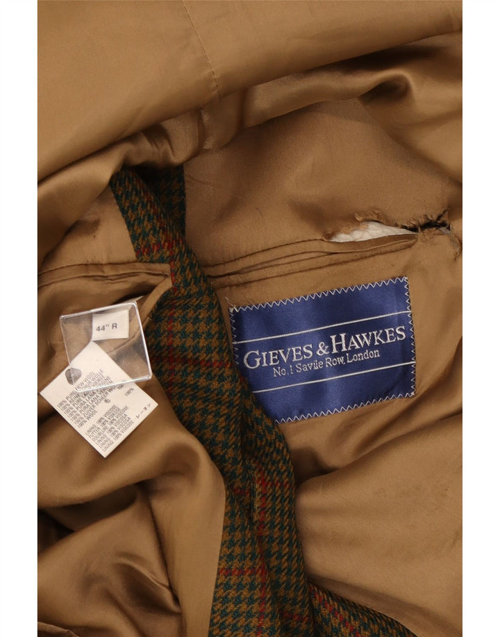 Gieves & Hawkes Herre 2-knaps blazerjakke UK 44 2XL Khaki Houndstooth