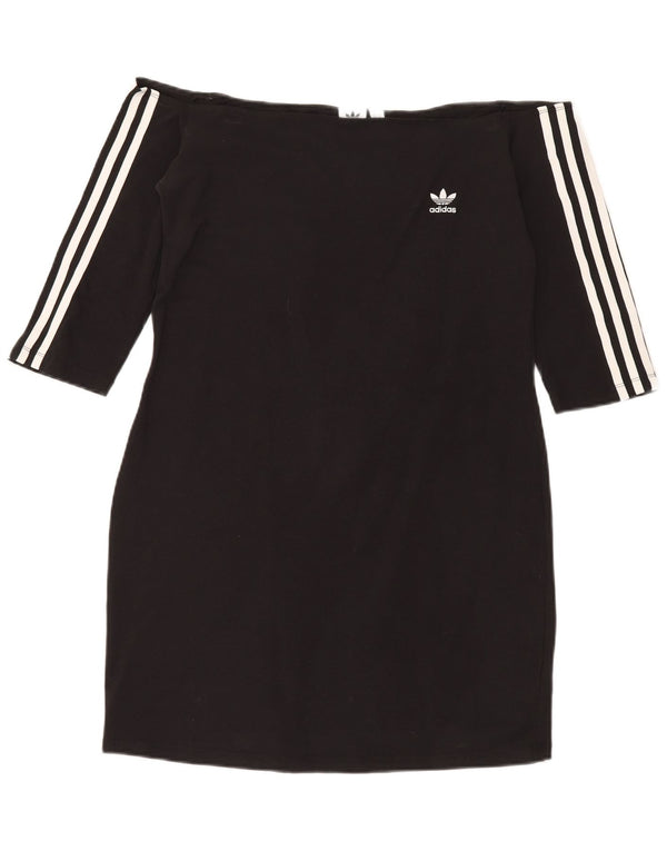 Adidas Dame 3/4 ærme off Shoulder Kjole UK 18 XL Sort Bomuld Sports