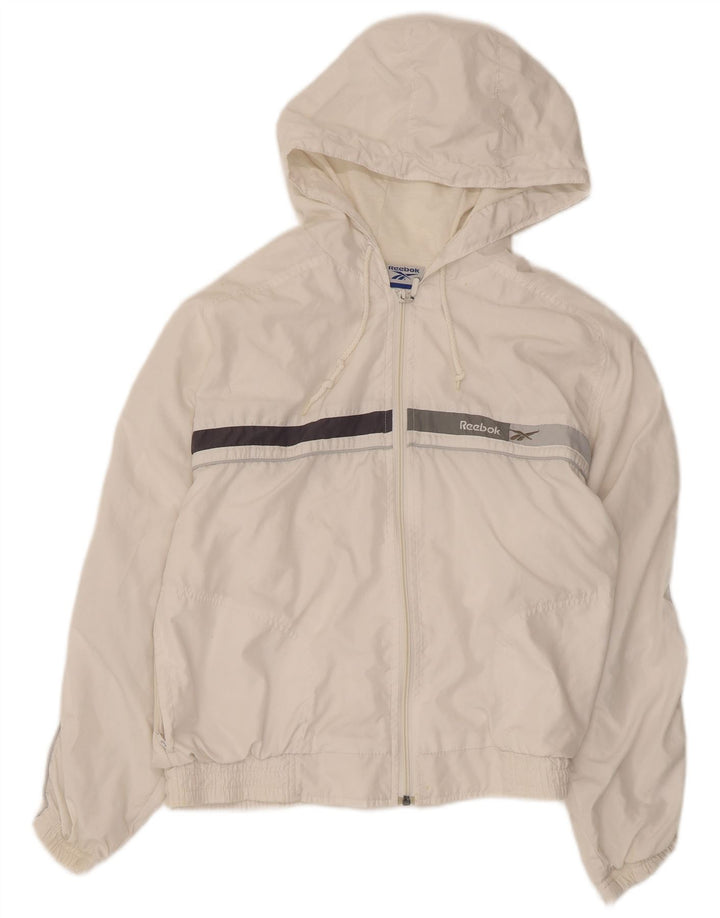Reebok Dame hættetræningsdragt Topjakke UK 12 Medium White Colourblock