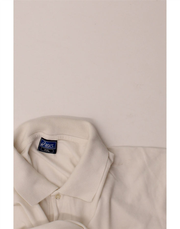 ASICS Mens Polo Shirt 2XL White Cotton Vintage Asics and Second-Hand Asics from Messina Hembry 