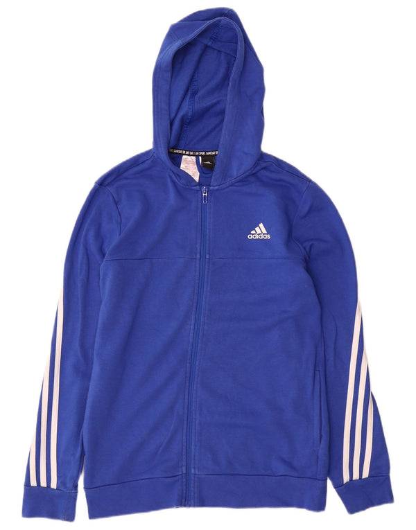 Adidas hættetrøje med lynlås til drenge 13-14 år blå bomuld