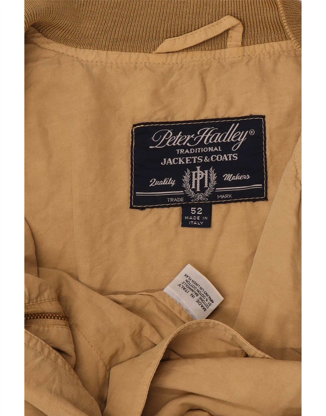 Peter Hadley Herre Bomberjakke IT 52 XL Beige Bomuld