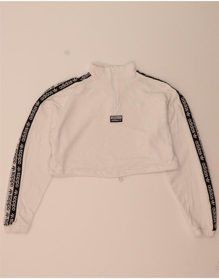 Adidas Dame Oversized Graphic Crop Sweatshirt Jumper UK 12 Medium White