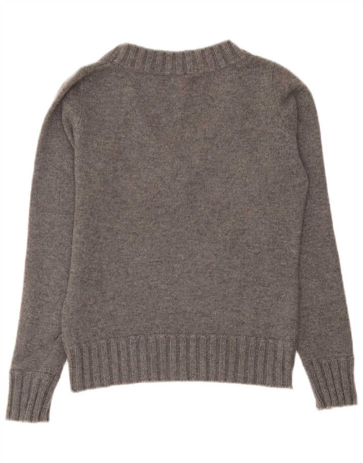 Woolrich Dame V-hals sweater UK 12 Medium Grå Uld