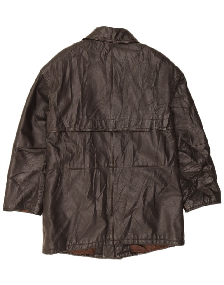 VINTAGE Herre Læderjakke IT 52 XL Sort Læder