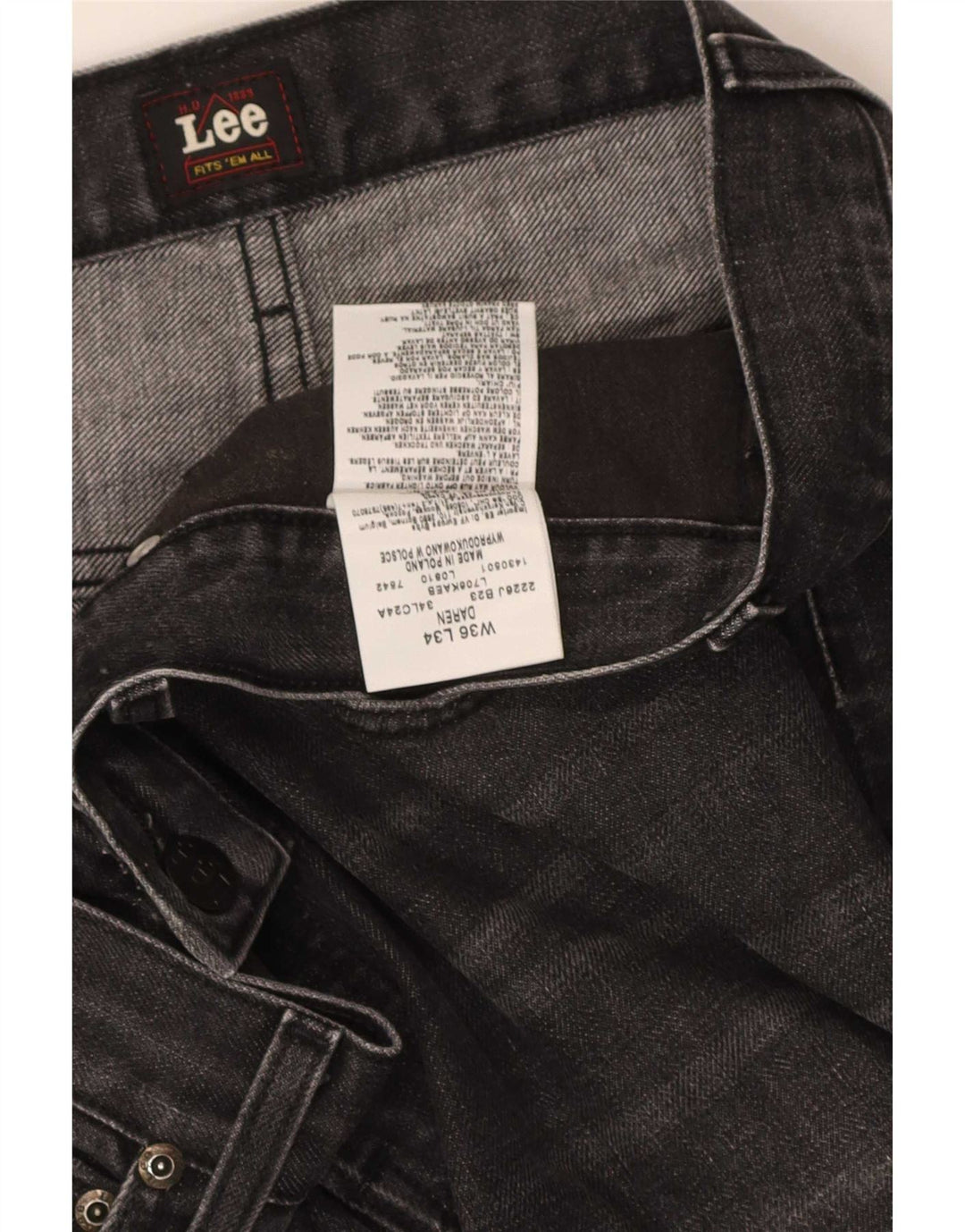 Lee Mens Daren Straight Jeans W36 L34 Grå Bomuld