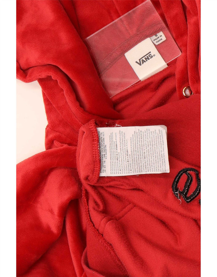 Vans Dame Velour Oversized Hættetrøje Jumper UK 10 Lille Rød Polyester
