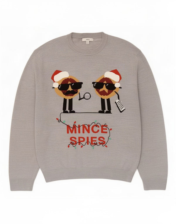 Marks & Spencer Herre grafisk rund hals sweater 2XL grå jul