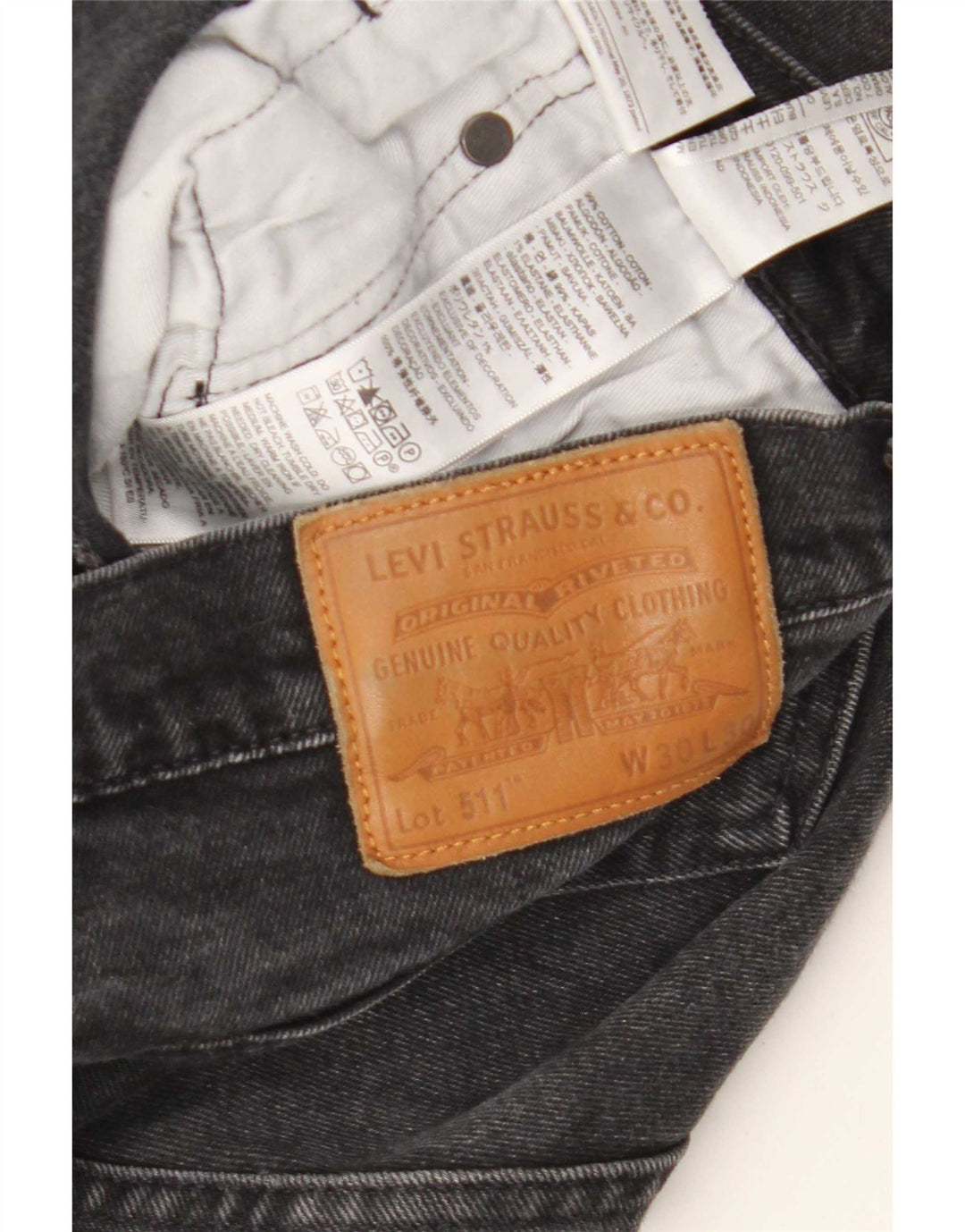 Levi's Slim Jeans til mænd W30 L30 sort bomuld