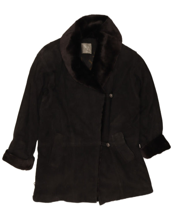 Vintage dame ruskind oversized overtræk EU 38 medium sort læder