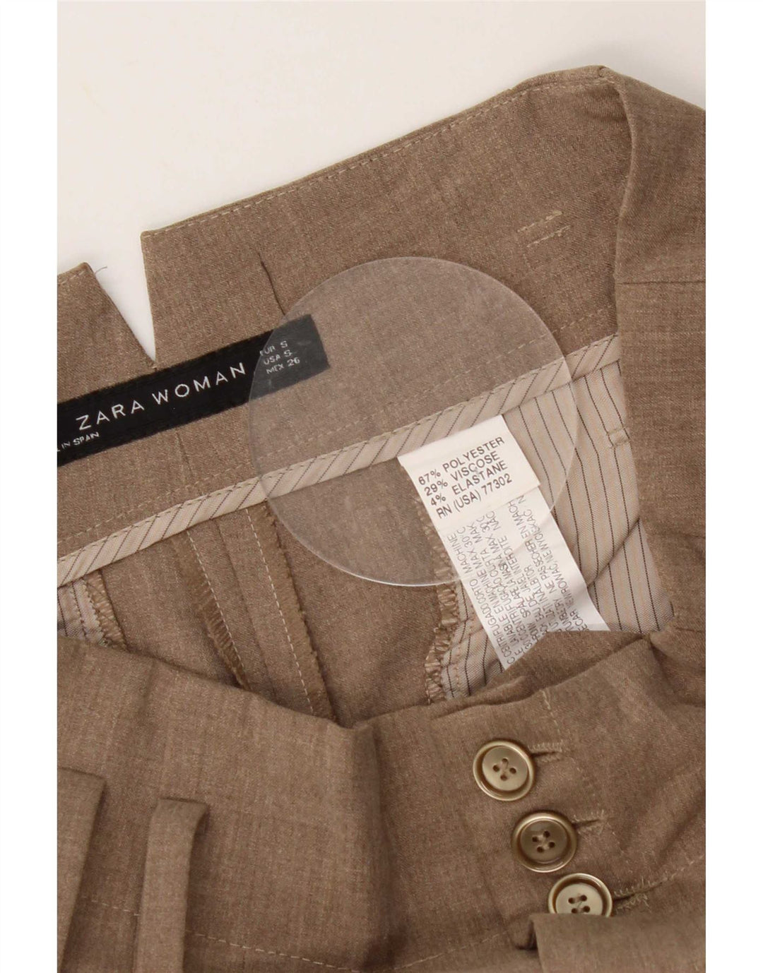 Zara Womens Pegged Casual Bukser Små W26 L29 Brun Polyester