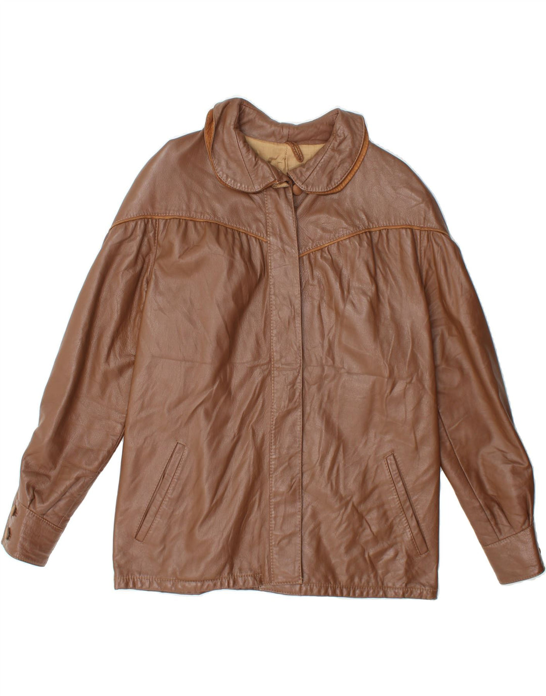 VINTAGE Womens Leather Jacket UK 14 Medium Brown Leather Vintage Vintage and Second-Hand Vintage from Messina Hembry 