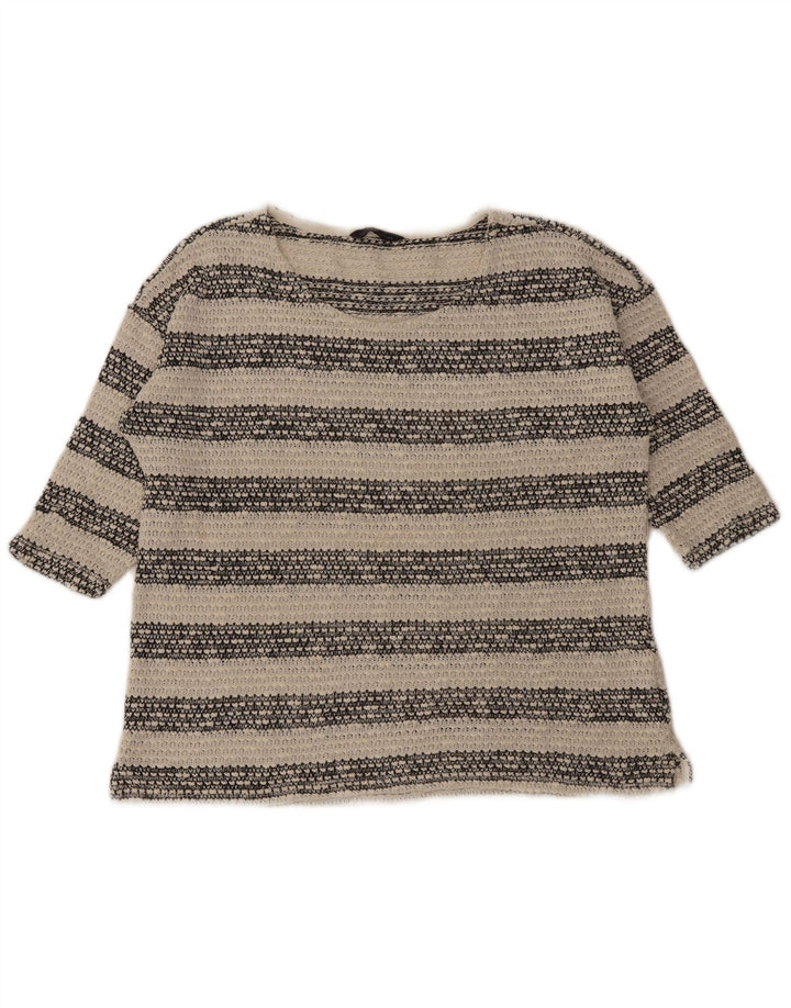 Marks & Spencer Damestrik bluse Top UK 16 Large Off White Stribet Bomuld