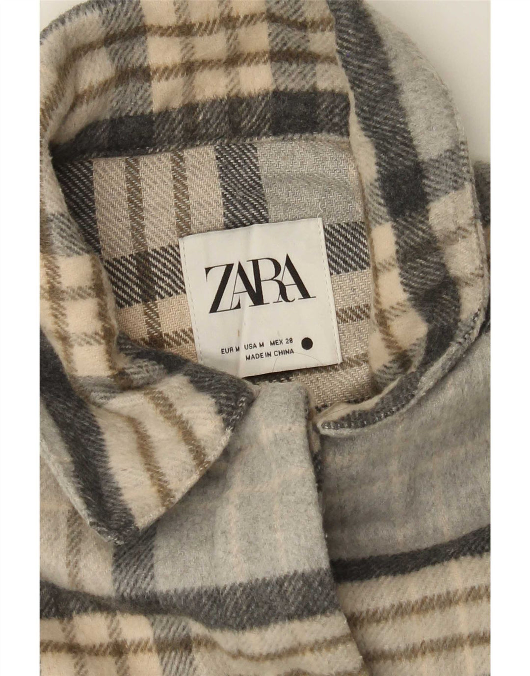 Zara Dame Shacket Jacket UK 14 Medium Grey Plaid