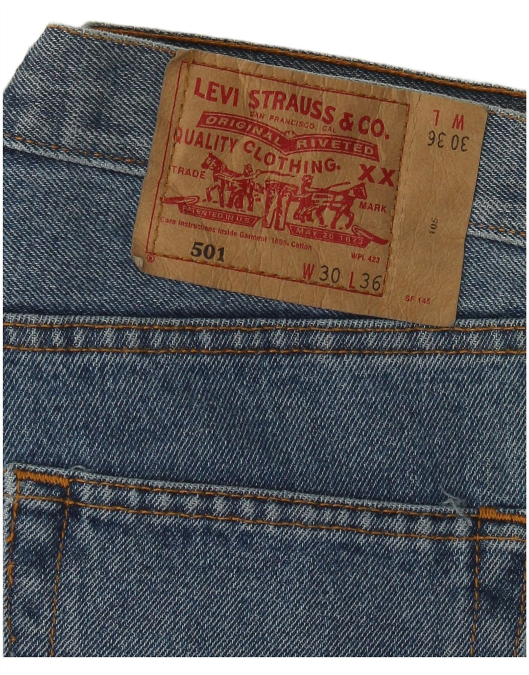 LEVI'S Herre 501 Straight Jeans W30 L28 Blå