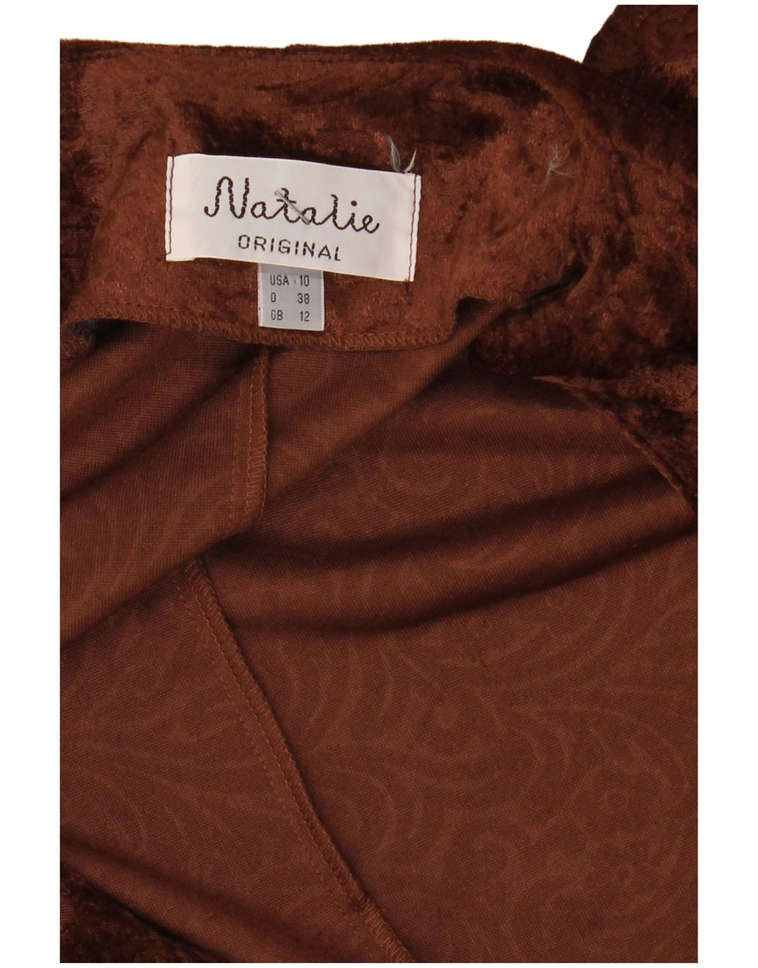 Vintage Kvinders Velvet 2-delt sæt UK 12 Medium Brown Paisley