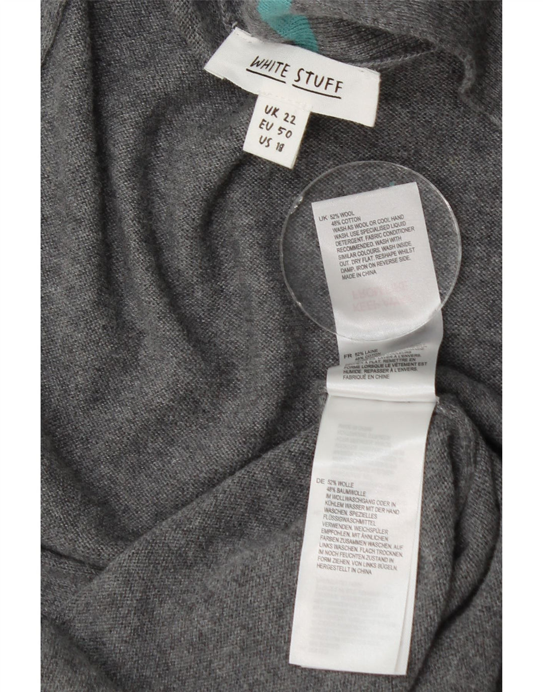 White Stuff Womens Oversized Longline Cardigan Sweater UK 22 2XL Grå Uld