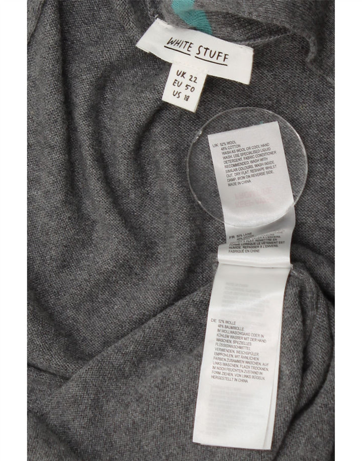 White Stuff Womens Oversized Longline Cardigan Sweater UK 22 2XL Grå Uld