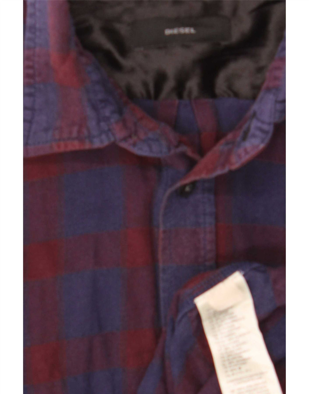 Diesel Herre Flanelskjorte Medium Navyblå Plaid Bomuld