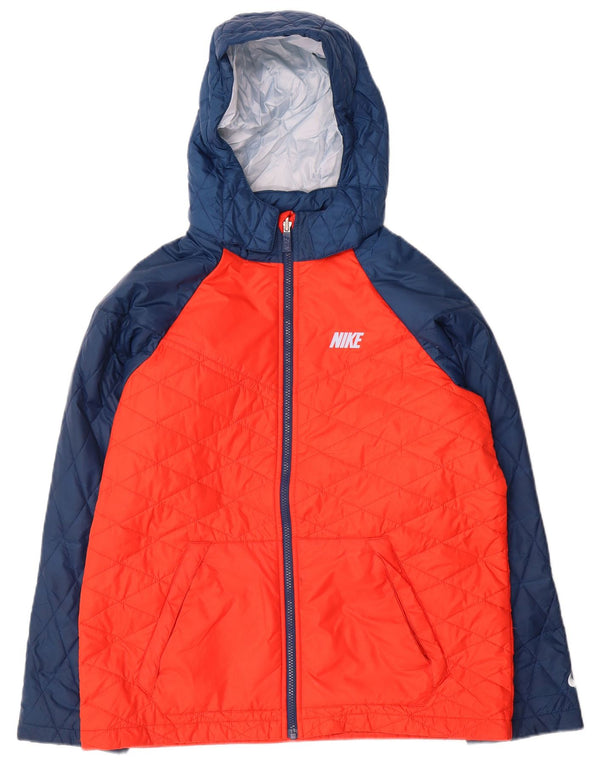 Nike quiltet jakke med hætte til drenge 13-14 år XL Orange Colourblock Polyester