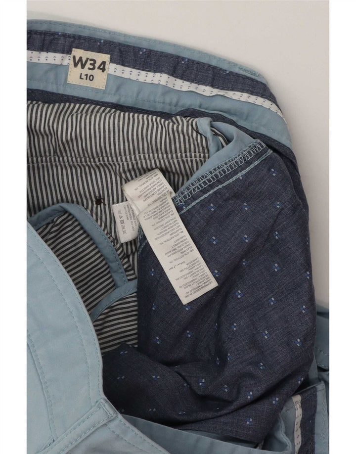 Fat Face Herre Chino Shorts W34 Stor Blå Plettet Bomuld