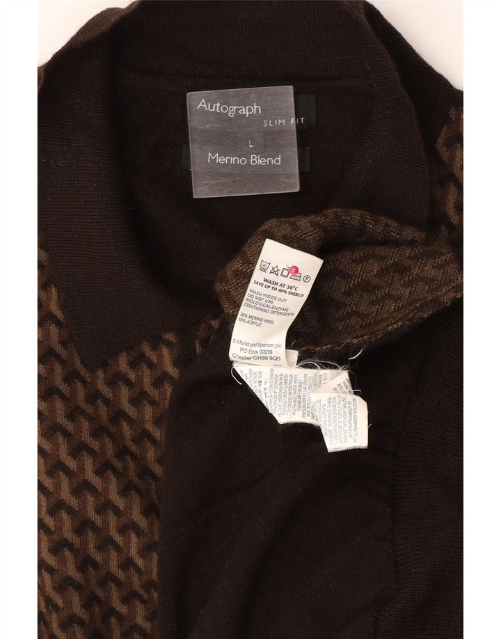 MARKS & SPENCER Herre Autograph Polo Neck sweater Stor Brun