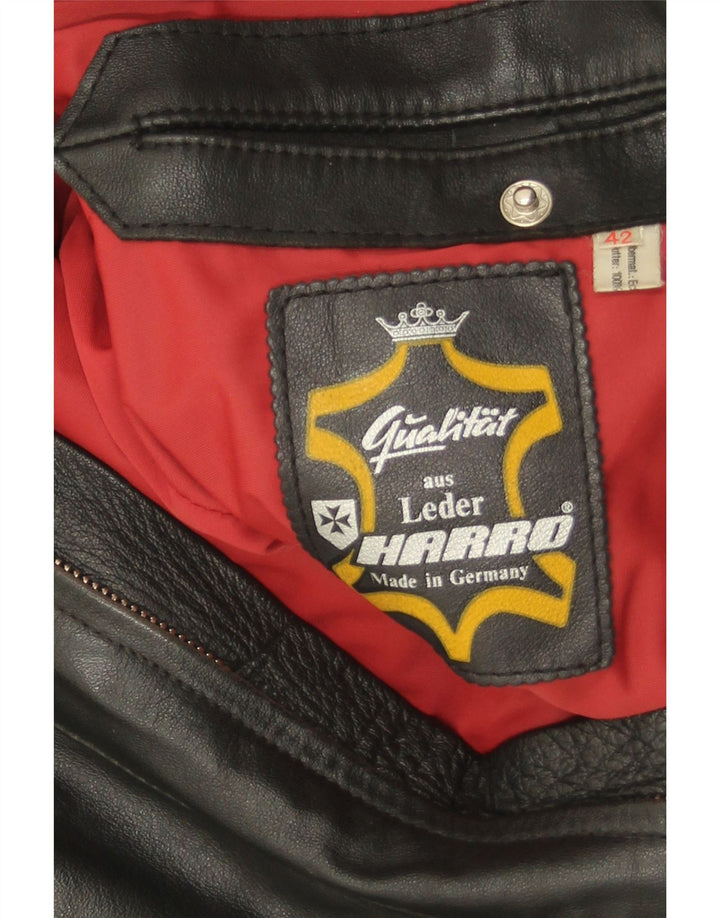 Harro Womens Crop Læder Racer-jakke EU 42 Stor sort læder
