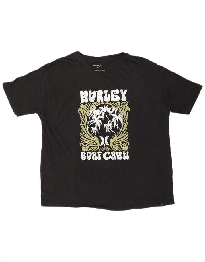 HURLEY Herre grafisk T-shirt Top Stor sort bomuld