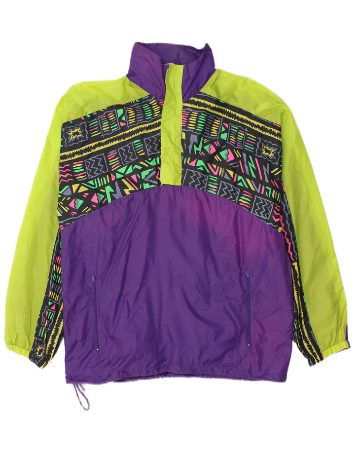 Vintage Regnjakke til mænd UK 38 Medium Lilla Geometrisk Polyamid