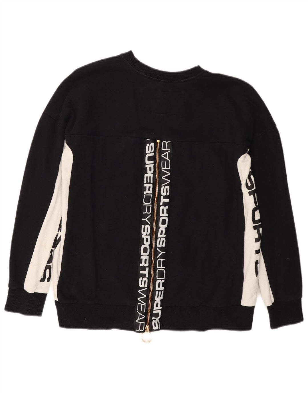 Superdry Graphic Sweatshirt Jumper UK 10 Small Black Colourblock